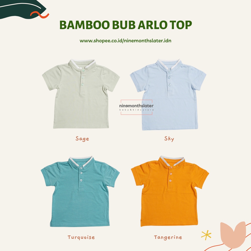 Bamboo and Bub - Arlo Top Kaos Anak Laki Cowo Baby Boy Fashion Kaus Adem Bamboo Cotton Polo