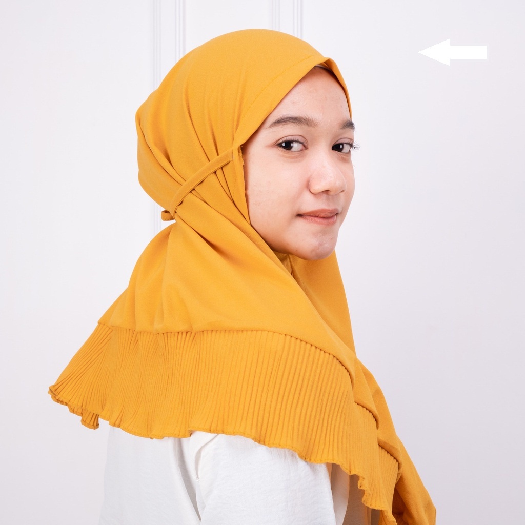 Bergo plisket tali non pet / idola hijab bergo maryam plisket kombinasi