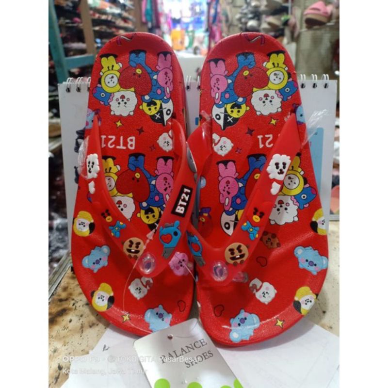 Sandal Jepit Anak Perempuan Import Motif BT21 BTS