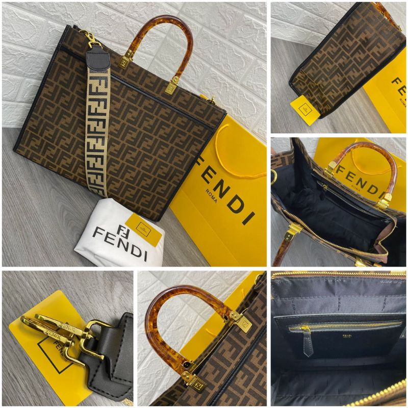 Tas Selempang Tas Tote Bahan Canvas Tas Tangan Import FENDI SUNSHINE CERAMIC HANDLE FREE NK2081