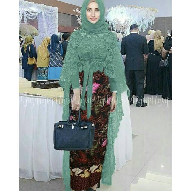 Kebaya Brukat Model Cape Brukat Hijau pupus