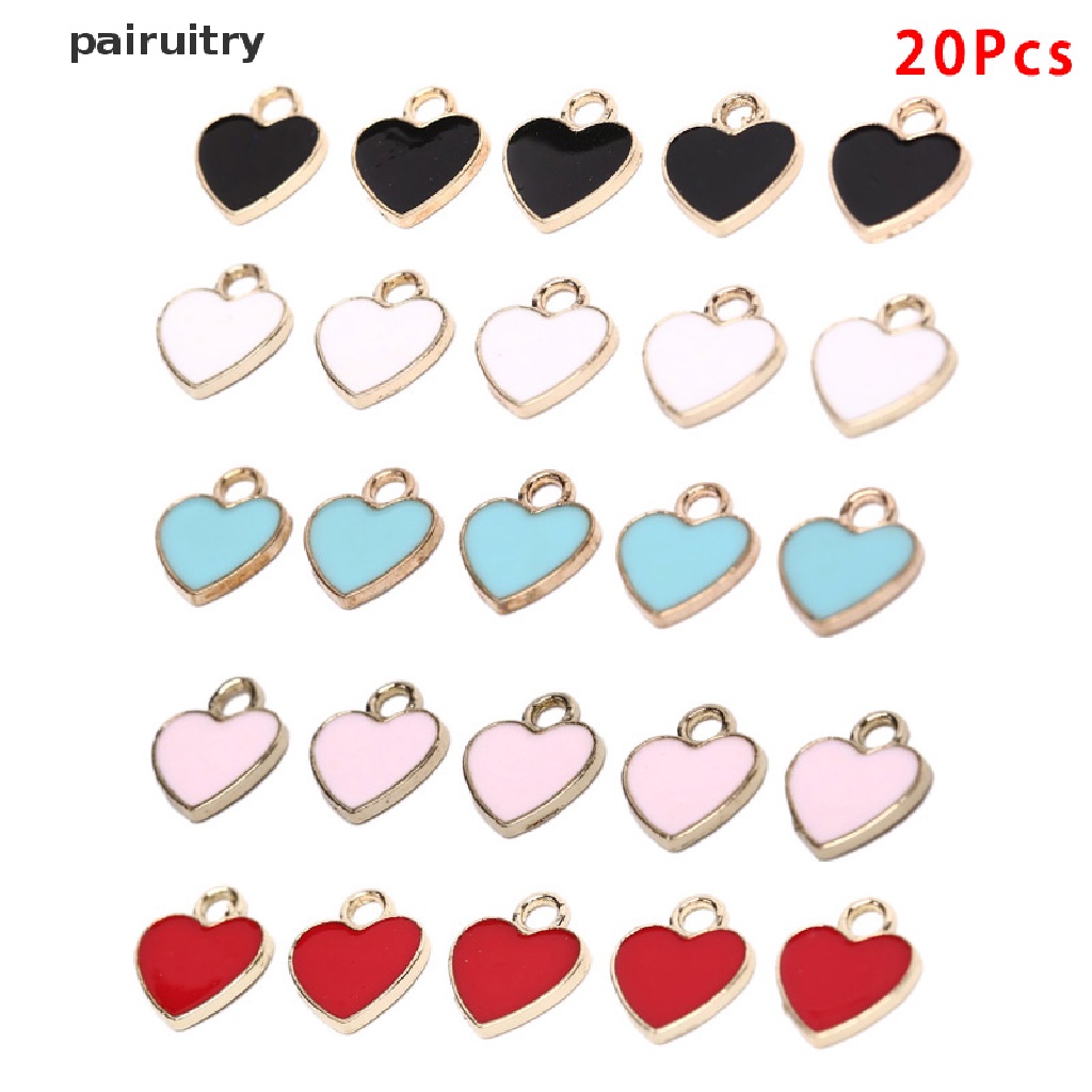 20pcs / Set Liontin Enamel Bentuk Hati Bahan Alloy Untuk Membuat Perhiasan