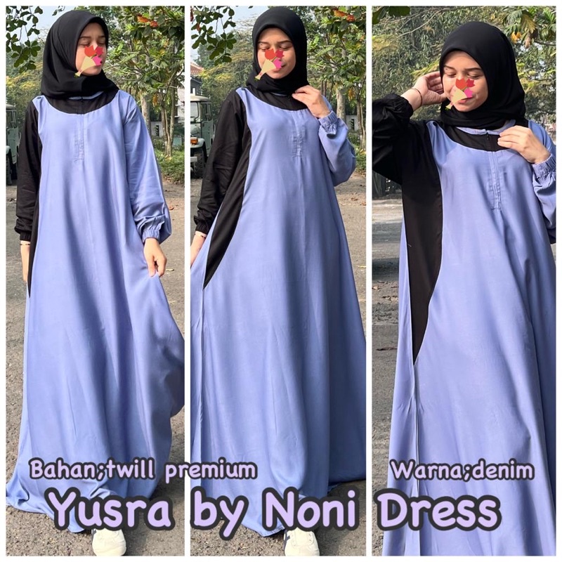 Daster Arab Noni YUSRA Maxi Dress Premium Gamis Twill Syar'i