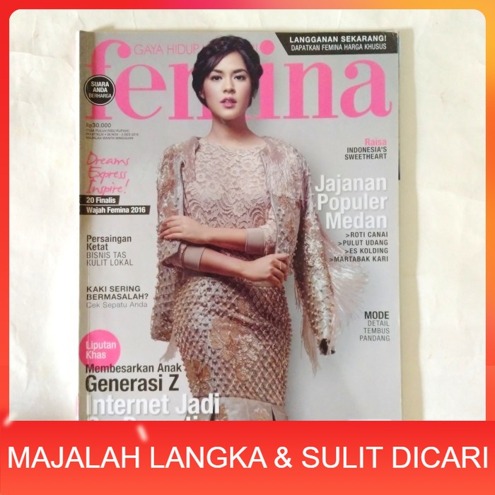 Majalah FEMINA No.47 Des 2016 Cover RAISA Langka