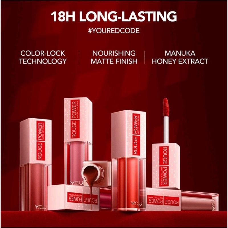 Y.O.U ROUGE POWER Matte lip cream 18H long Lasting matte lip cream