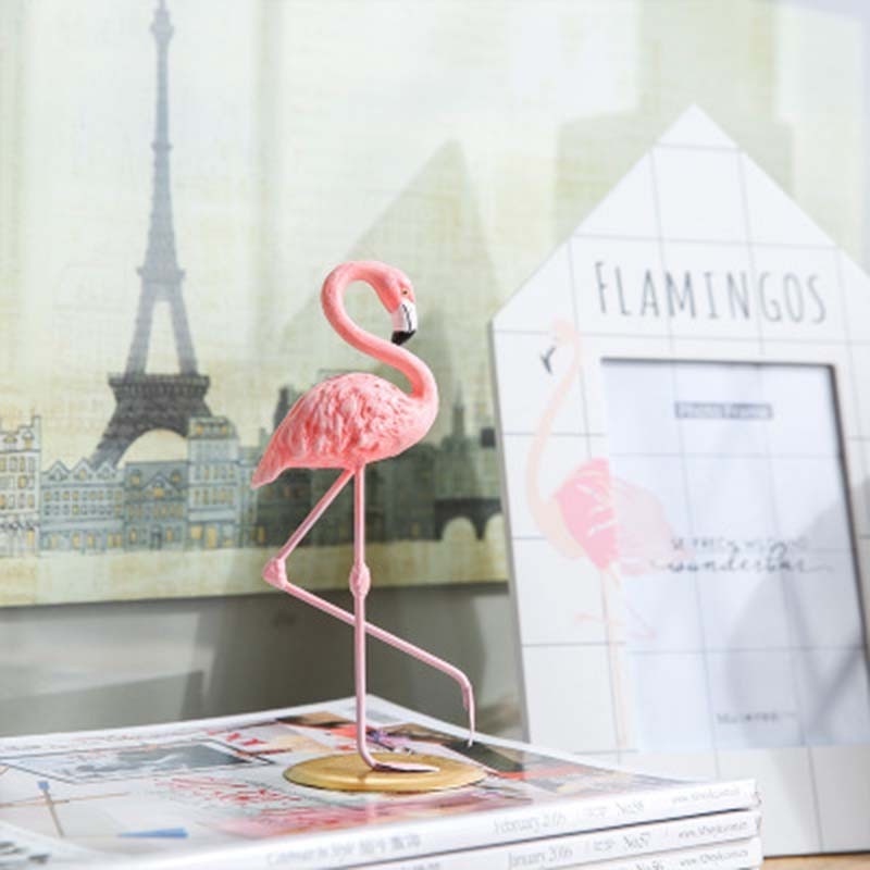 Ornamen Bentuk Hewan Flamingo Warna Pink Bahan Resin Untuk Dekorasi Natal