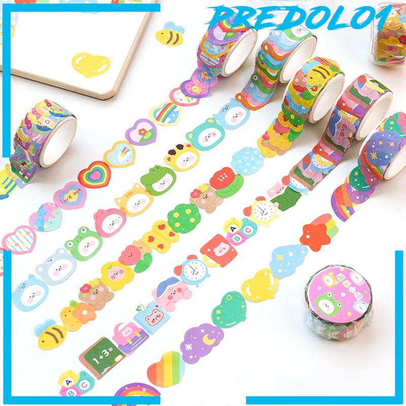 (Predolo1) 5 Rol / Set Stiker Kertas / Selotip Washi Motif Kartun Lucu Untuk Dekorasi Kartu / Scrapbook Diy