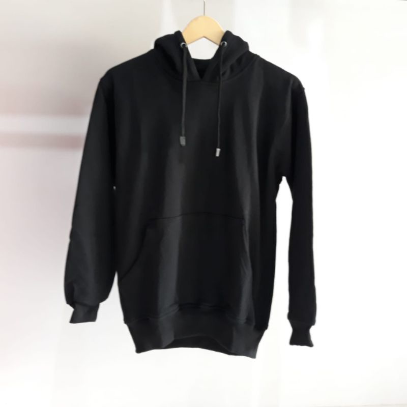 Hoodie Hitam fleece cotton 280g