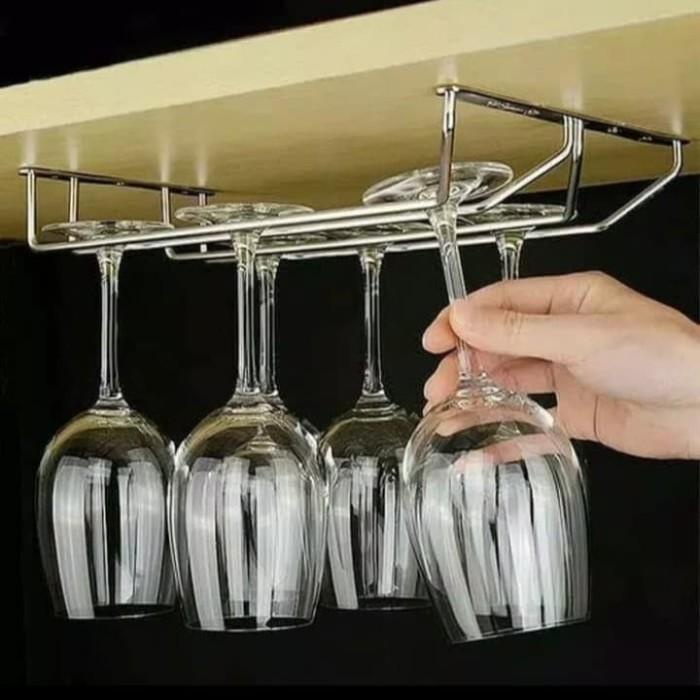 Rak Gelas / Rak Gantung / Gantungan Gelas / Gantungan gelas wine 2 baris stainless/rak gelas gantung