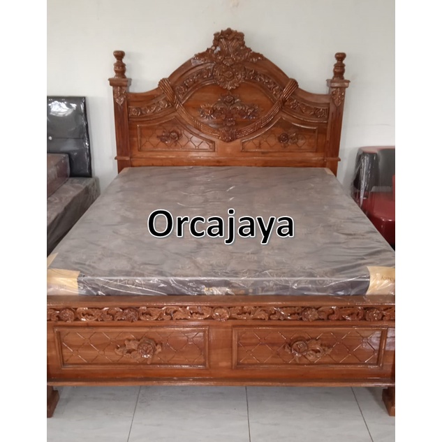 Ranjang Kayu Jati/Dipan kayu no.2 uk 160 x200cm FREE ONGKIR 35KM