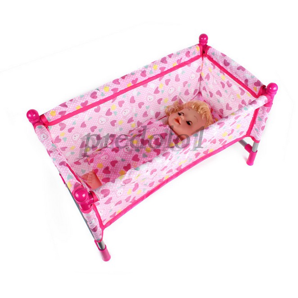 MagiDeal Baby Toddler Crib Bed ABS Plastic Furniture for 9&quot;-12&quot; Reborn Dolls