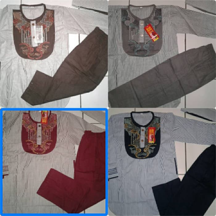 Baju koko pakistan anak motif garis