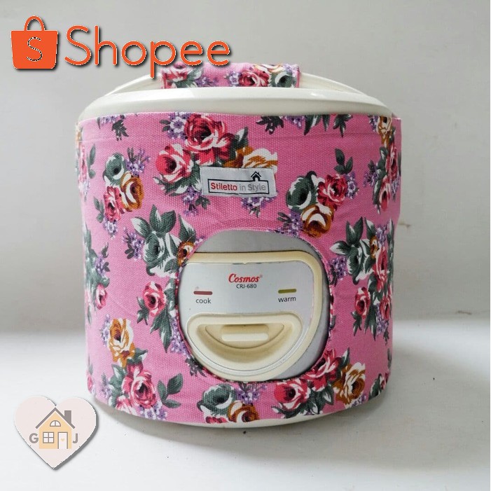 SARUNG MAGIC COM / PENUTUP RICE COOKER / KAIN TAPLAK MAGIC COM -  MOTIF FLOWERY PINK