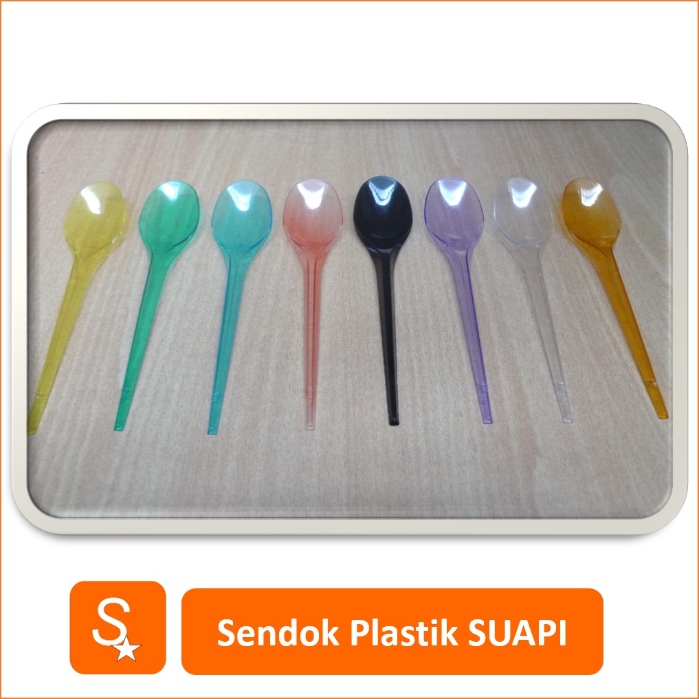 Sendok Makan Plastik Warna Merek SUAPI Premium / Sendok Putih Biru Merah Oranye Kuning HIjau Ungu