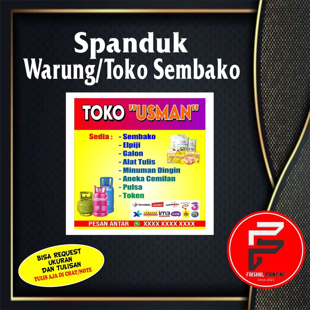 Spanduk Warung Sembako / Banner Toko Sembako / Spanduk Kustom Ukuran 1 x 1 meter