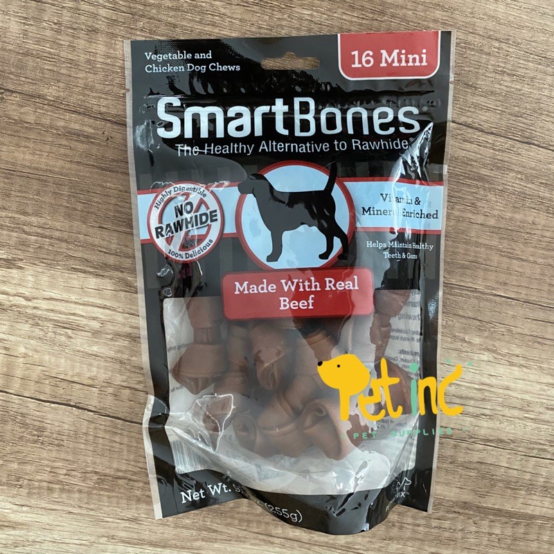 Smartbones mini isi 16 (chicken, beef, peanut, bacon, sweet potato)