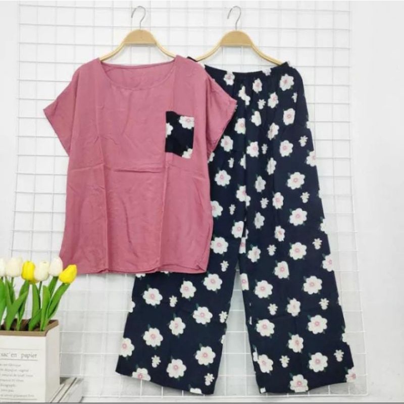 SETELAN WANITA DEWASA/ONE SET RAYON CELANA PANJANG KOMBINASI