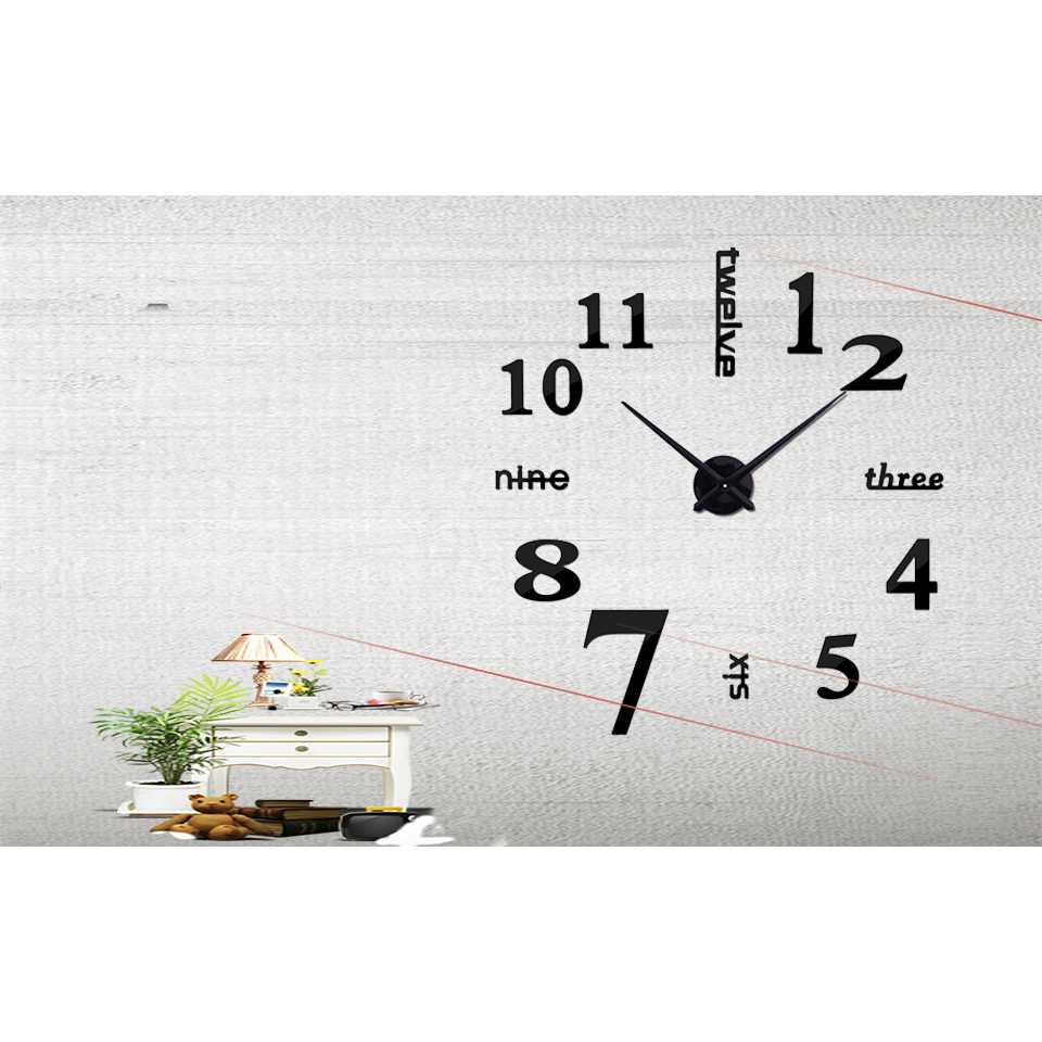 Jam Dinding DIY Giant Wall Clock 50-60cm Model English Word - DIY-10