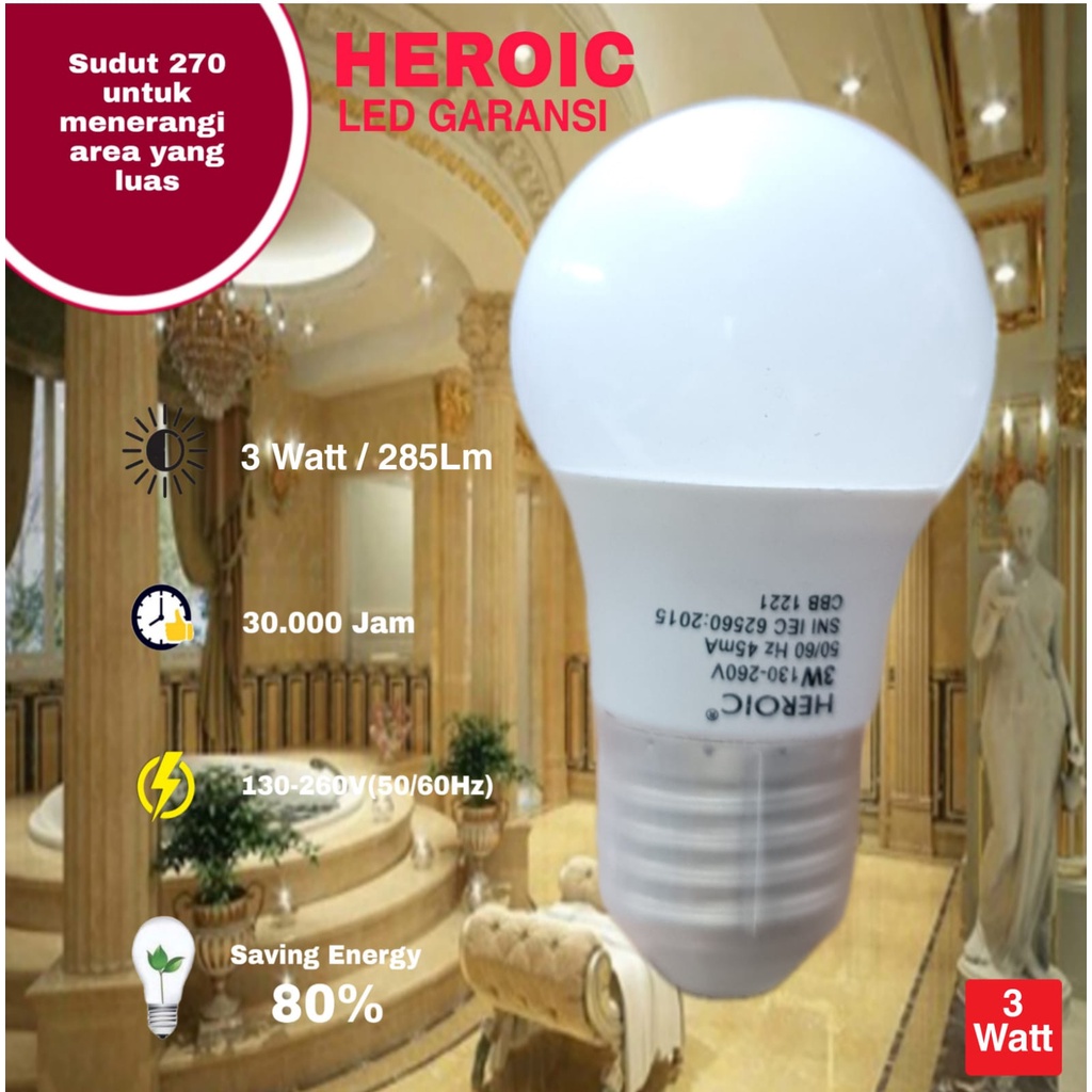 LAMPU LED HEROIC BOHLAM LED HEROIC 3 WATT GARANSI 1 TAHUN
