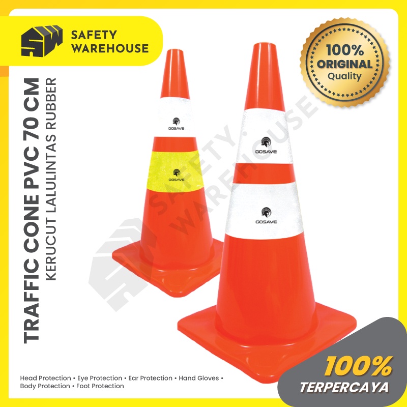 Traffic Cone Karet Rubber 70 cm / Kerucut Lalu Lintas Gosave