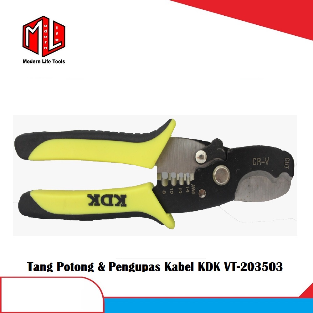 Tang Potong dan Kupas Kabel Dual Cable Cutting Stripping 7inch KDK