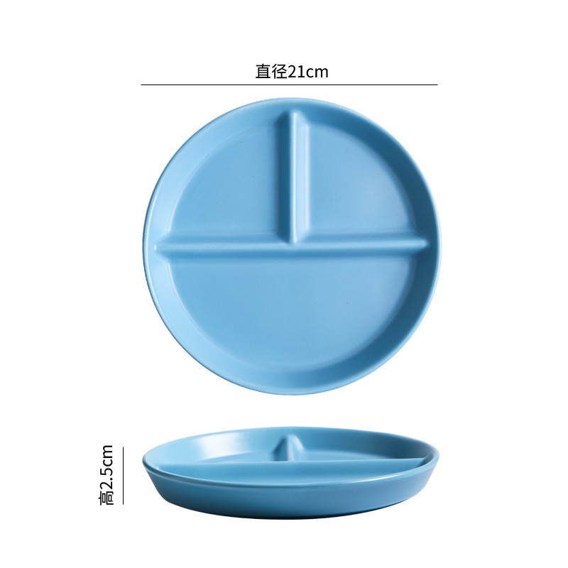PP 28 Piring Keramik Skat Matte Porselin Piring datar Bulat Japan Korea Western Style Impor-Blue
