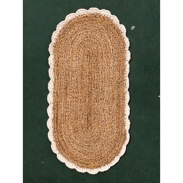 Taplak Meja Seagrass Natural Ovall Renda/Table Mat