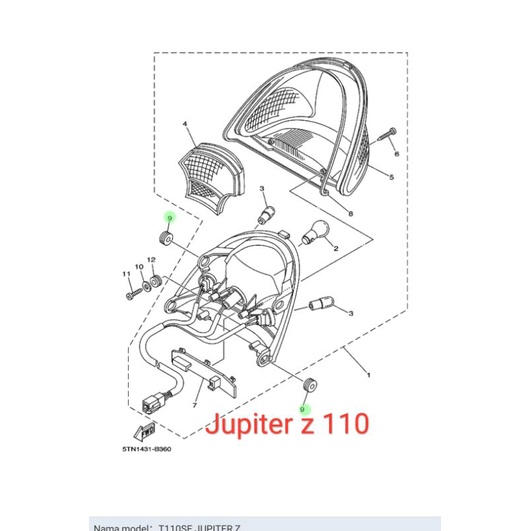 karet grommet gromet lampu belakang vega r new -  jupiter z 105 110 lama burhan original ygp