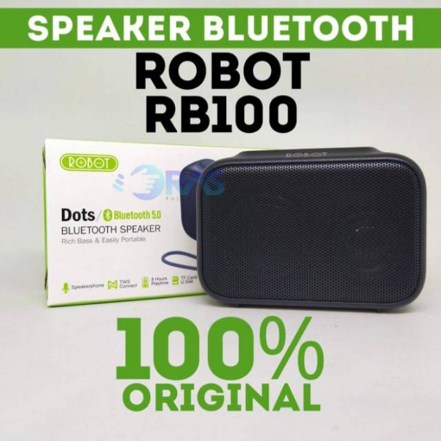 Speaker Robot RB100 DOTS Bluetooth Portable Speker Spiker Music Box - Hitam garansi