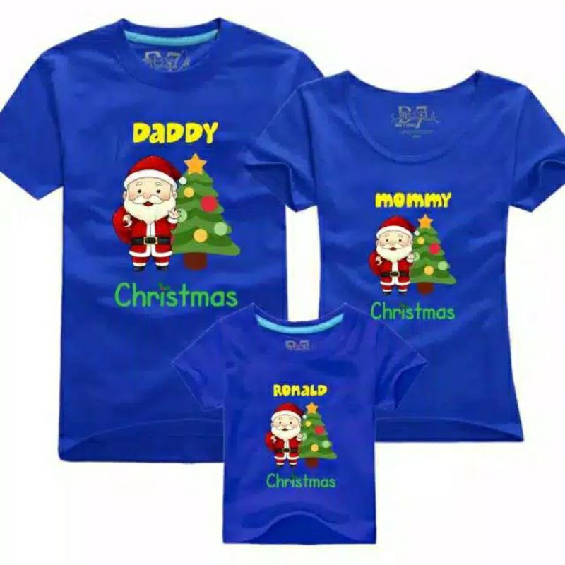 kaos Natal santa bisa request nama merry christmas santa