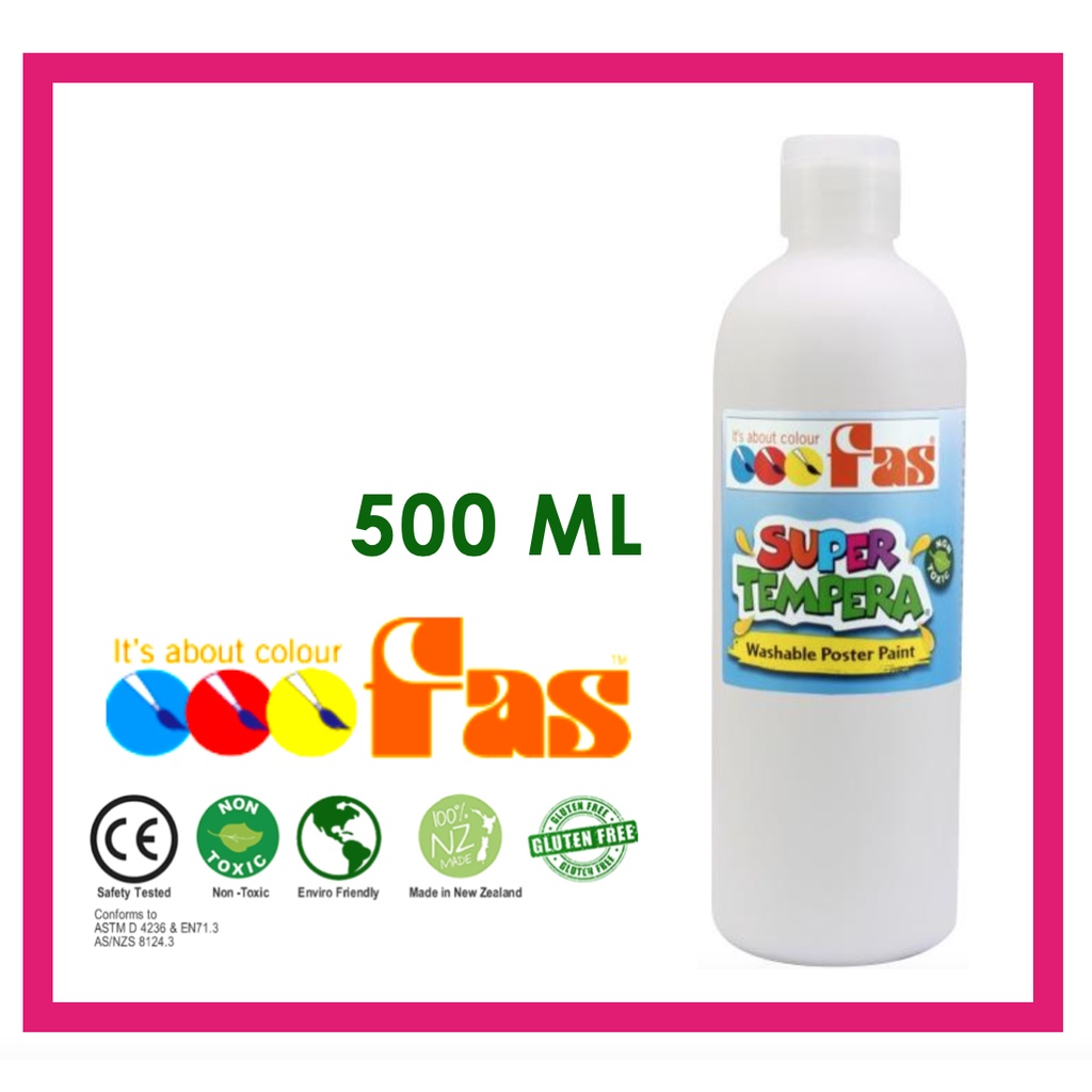 

FAS SUPER TEMPERA WASHABLE POSTER PAINT 500 ML PUTIH - WHITE