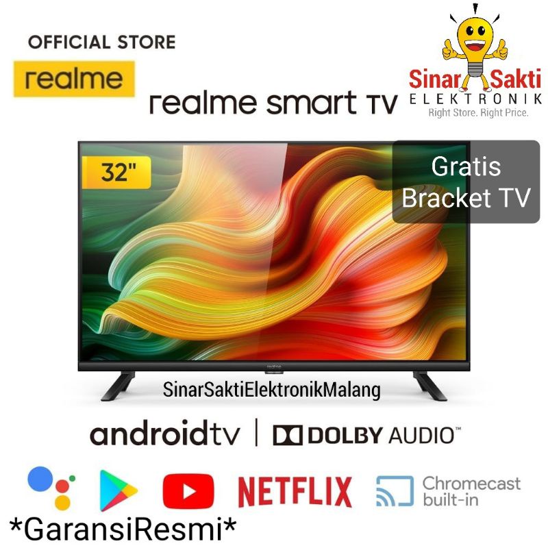 Realme Smart TV 32 Inch LED Android 9.0 Dolby Audio Garansi Resmi 32&quot;