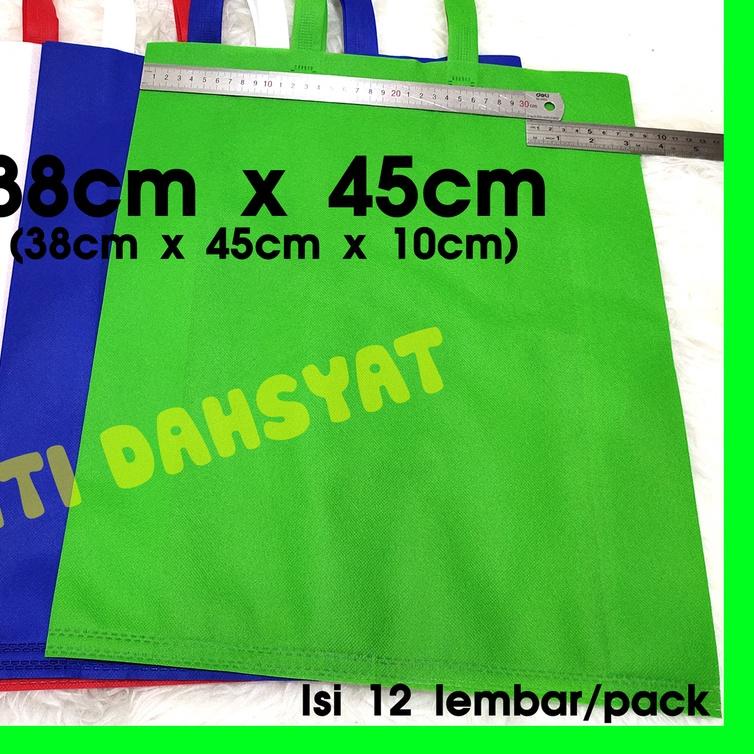 

Tas Spunbond Goodie Bag Non Wooven Handle Lipat Samping 38x45+10 (isi 12lembar/Lusin) Tas Sembako Besar PALING MURAH