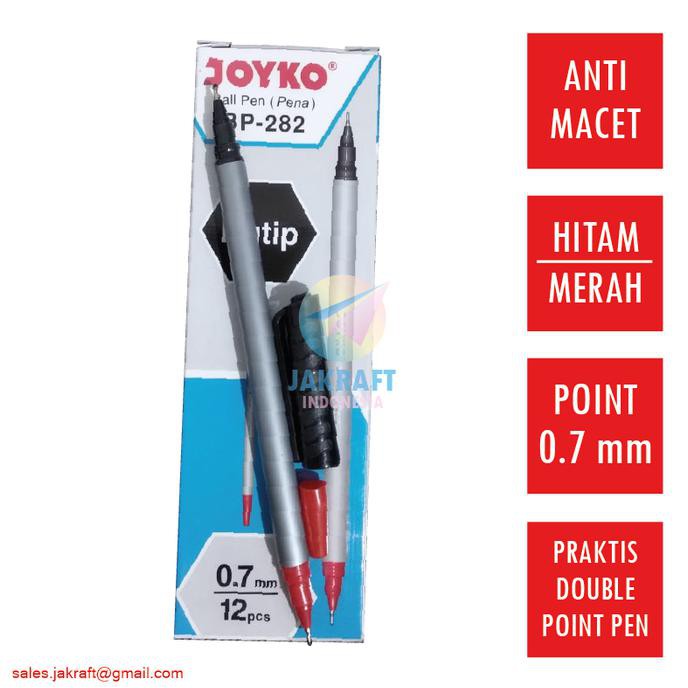 

Pulpen Ballpoint Pen 2 in 1 (Hitam & Merah) JOYKO BP-282 DUTIP 0.7 mm EKSLUSIF