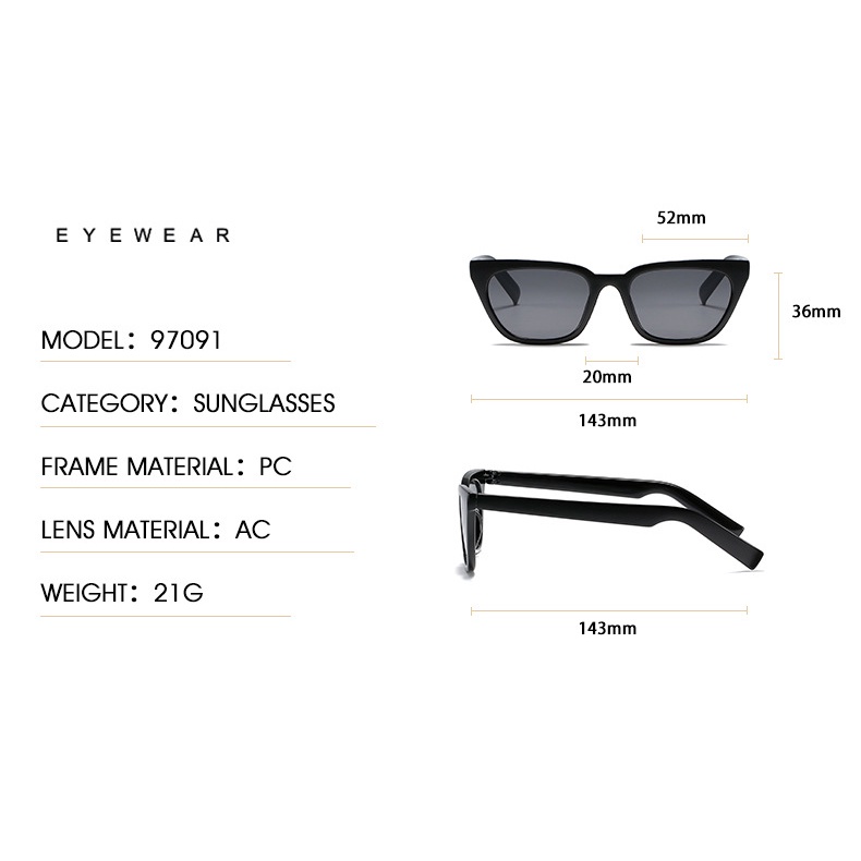 Kacamata Hitam Uv400 Model Mata Kucing Bingkai Plastik Gaya Klasik Vintage Untuk Pria Dan Wanita