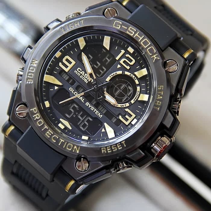 Jam Tangan Pria Gshock Gst8600 Water Resist - Hitam lis Gold