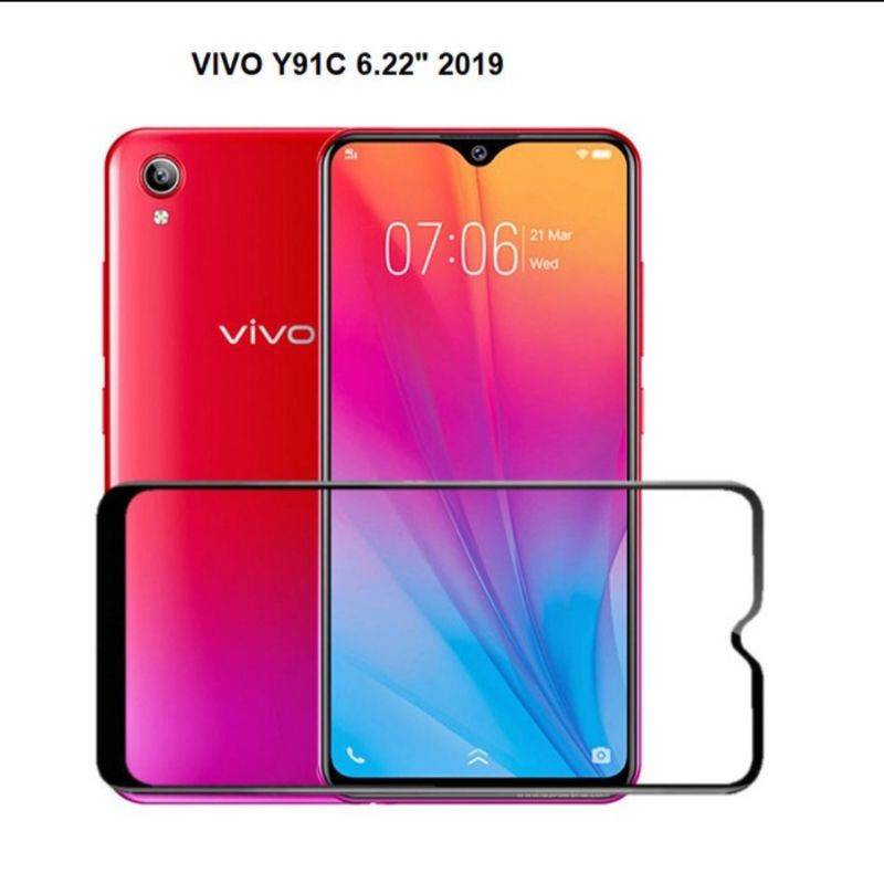 Vivo Y91C Tempered Glass Full Layar Anti Gores Kaca