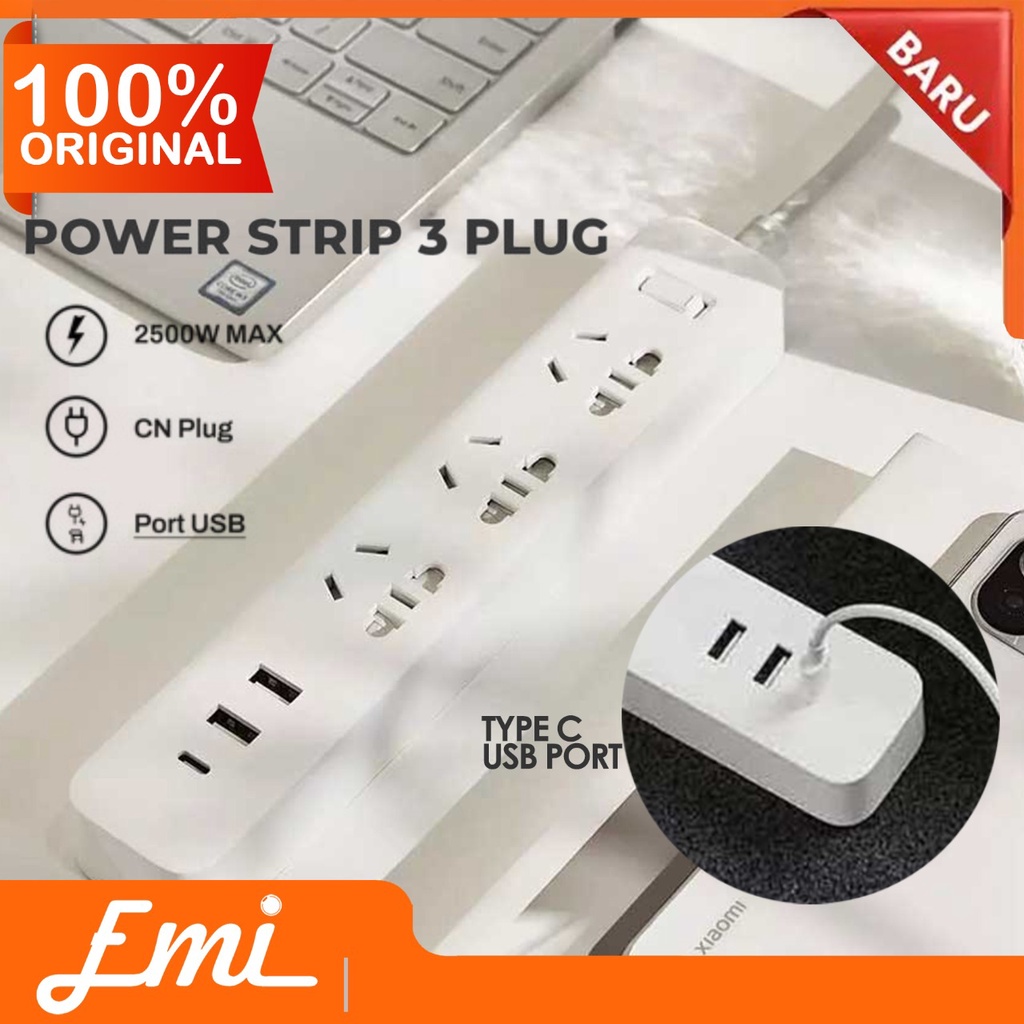 Mijia Smart Power Strip 3 Plug dengan 2 USB A Port dan 1 USB C