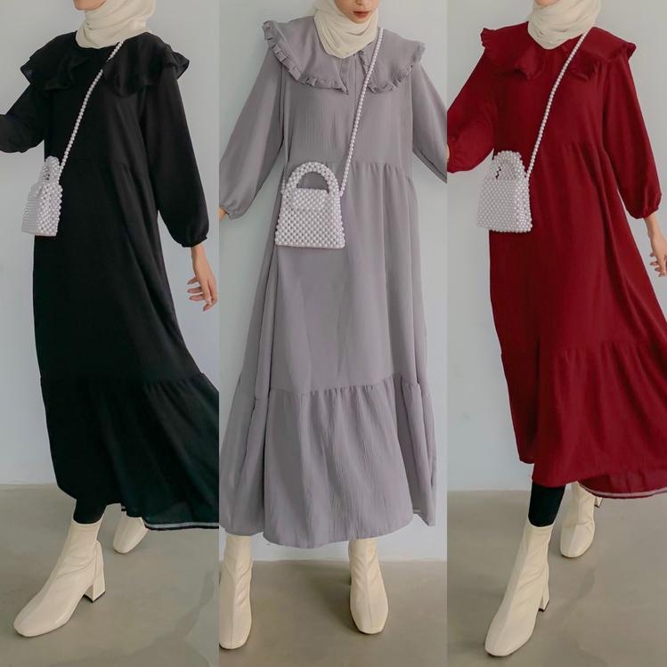 MARITA TUNIK MIDI DRESS POLOS / MASITA MIDI DRESS MUSLIM / MIDI DRESS CREPE PREMIUM | FASHION MUSLIM