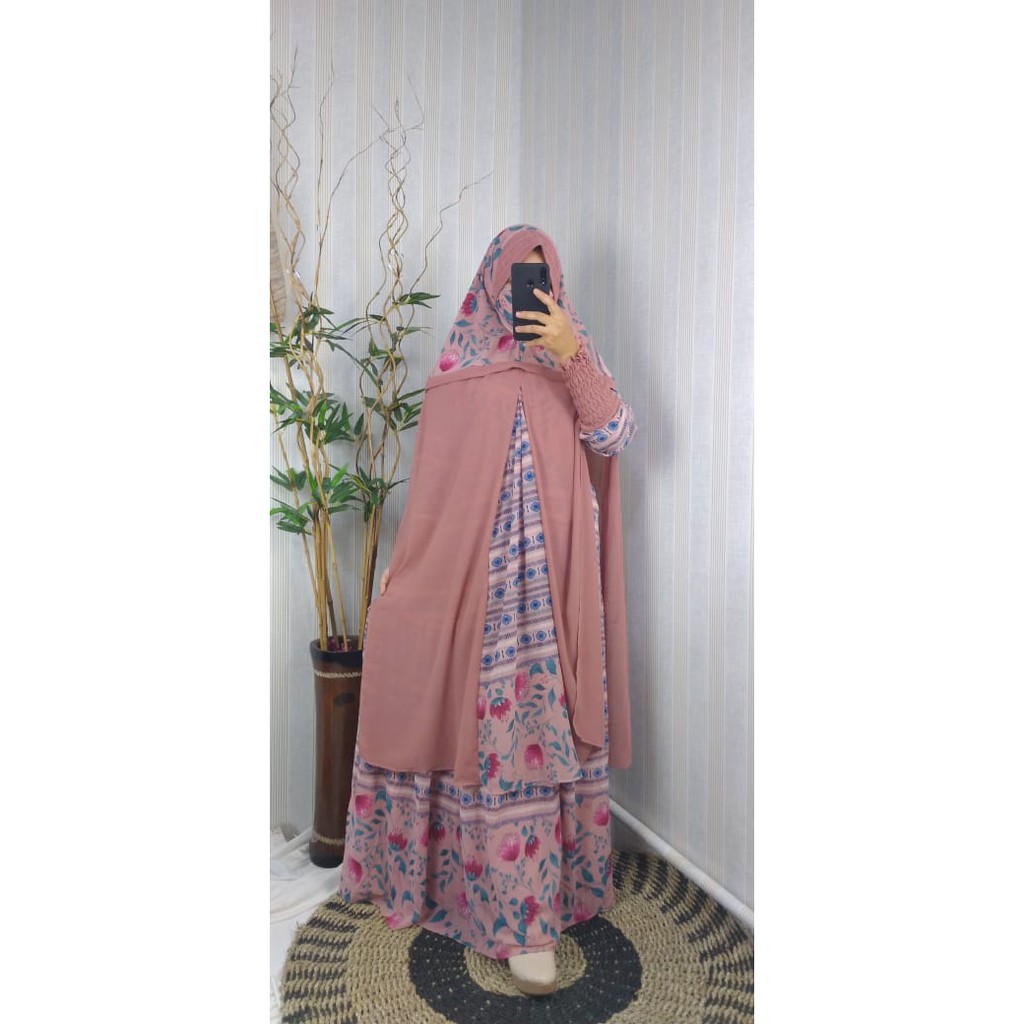 gamis ceruty babydoll ORI brand Laila set khimar yolanda dress wanita terbaru exclusive model mewah