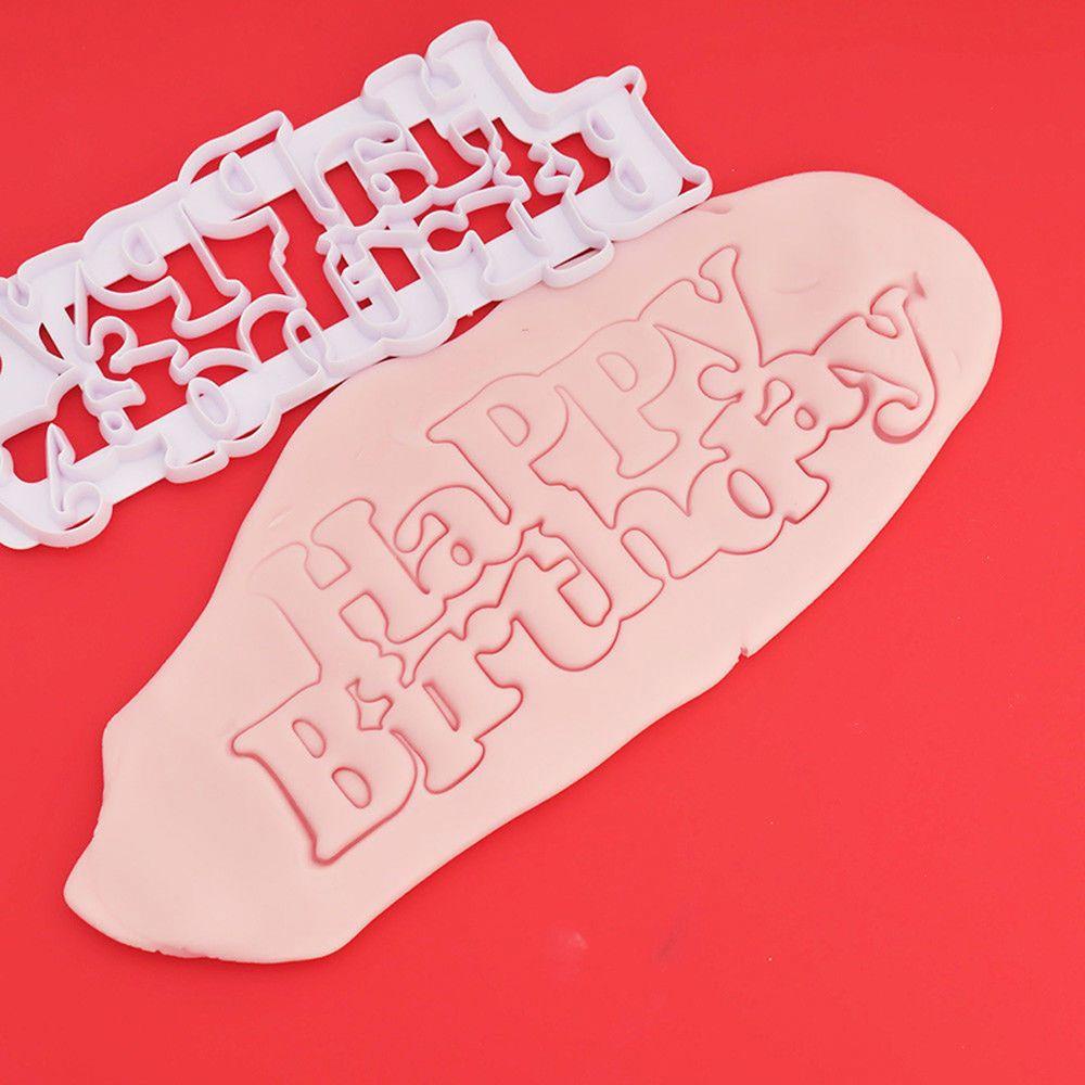 Suyo Cetakan Pemotong Adonan Kue Cookie Desain Happy Birthday Model Emboss Bahan Plastik