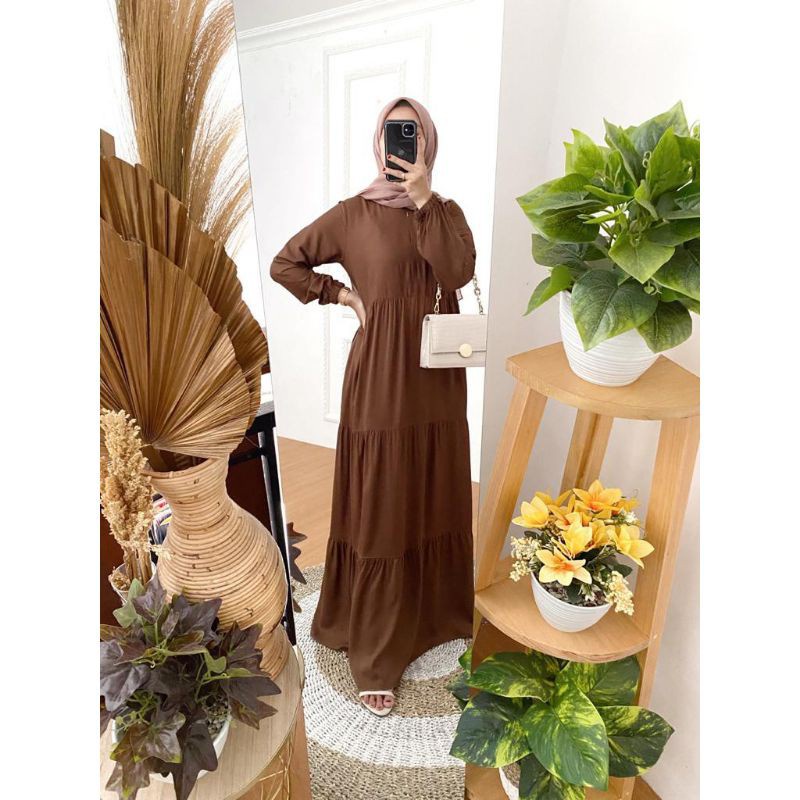 Longsleeve simple casual / gamis  remaja tanggung sehari hari murah sfs AMARA HOMEY DRESS MAXY MUSLIM WANITA / BASIC BASIKA HOMEY DRESS MIDI WANITA
