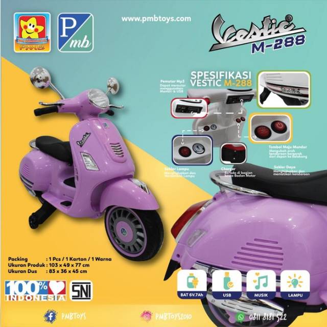 Motor Skuter Vespa Mainan Anak PMB 288