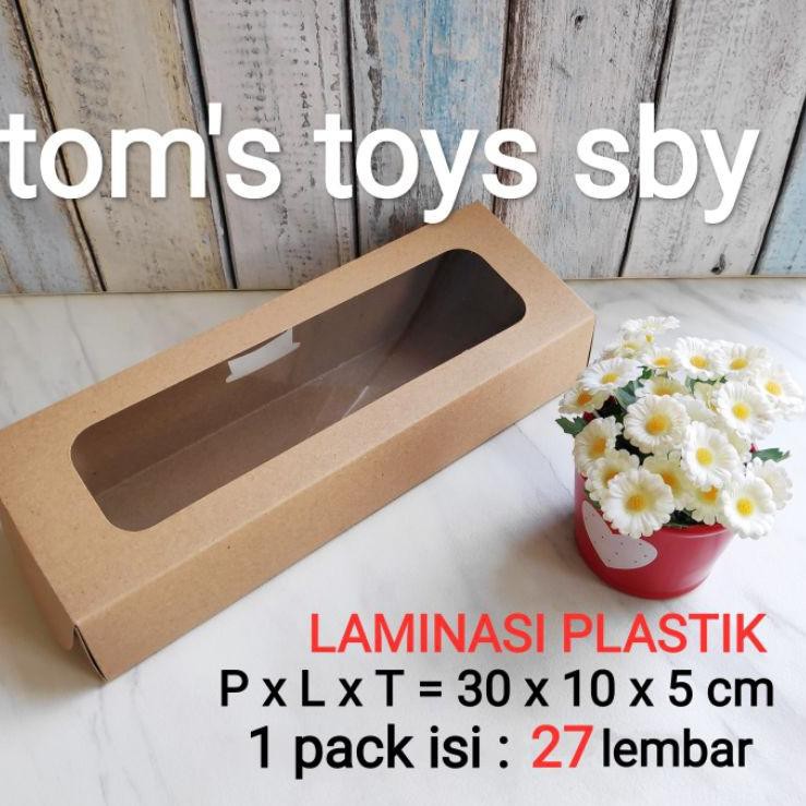 

4.4 Fasion sale Kotak Dus Kue Roti 30 x 10 x 5 cm Tahan Minyak brownies bolen donat KRAFT Laminasi (