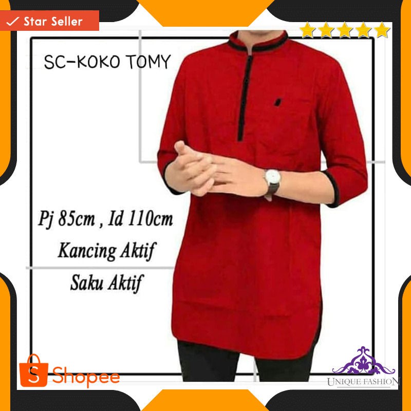Koko Tomy Merah Bata Sc Koko Pria Katun Merah Bata
