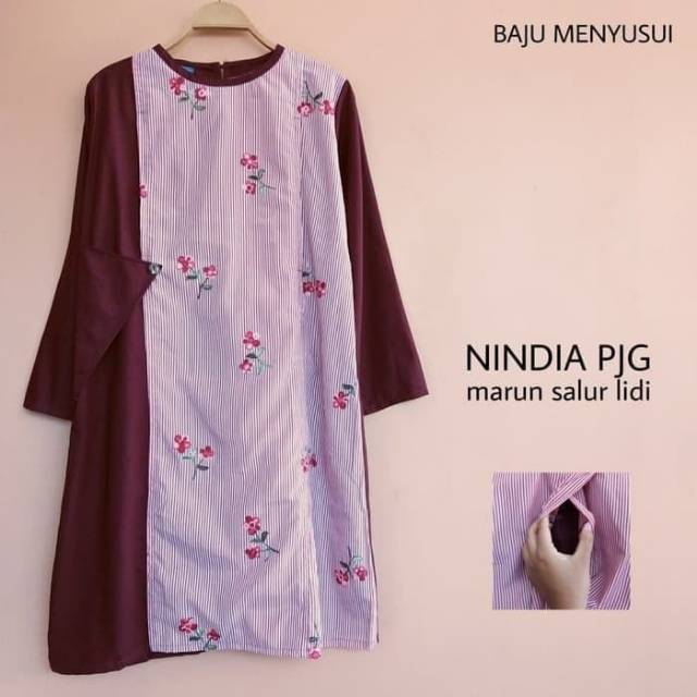 MAMIGAYA Nursing Wear - NINDIA Tunik Hamil Menyusui Dress ASI