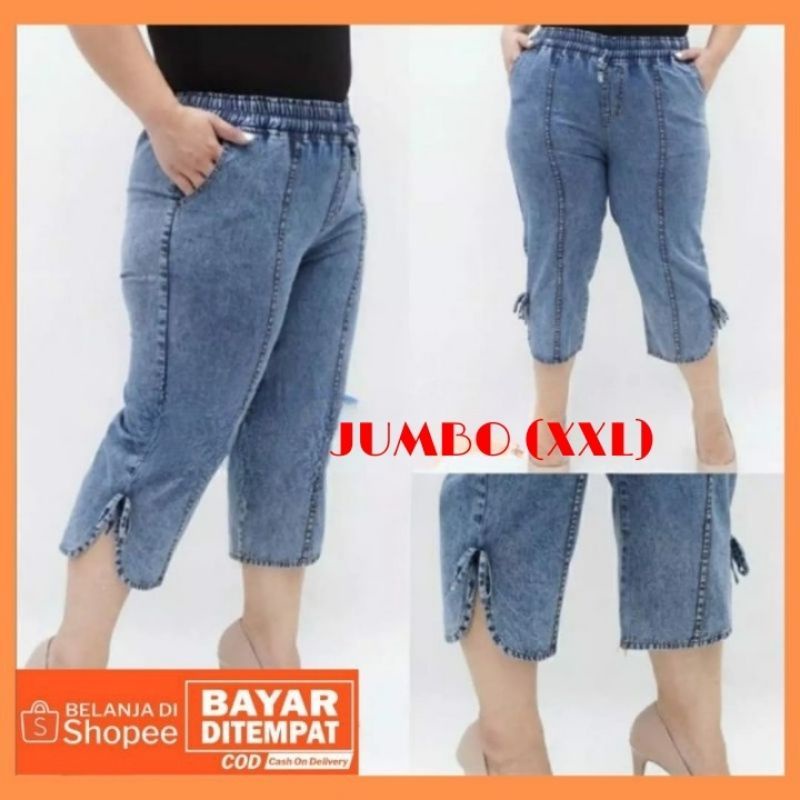 celana jeans wanita 7/8 Gemini pants baggy high waist standar dan jumbo