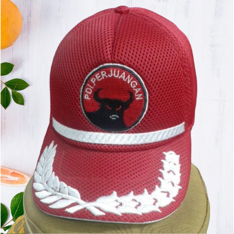 Topi partai PDIP merah/topi jaring merah partai PDIP