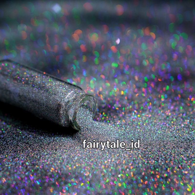 Glitter Finishing Henna Halus I Glitter Putih Rainbow kemasan pot 10gr Size 0,2mm