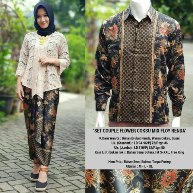 Kebaya modern - brukat - kemeja pria - kain lilit - set couple - baju formal - set undangan